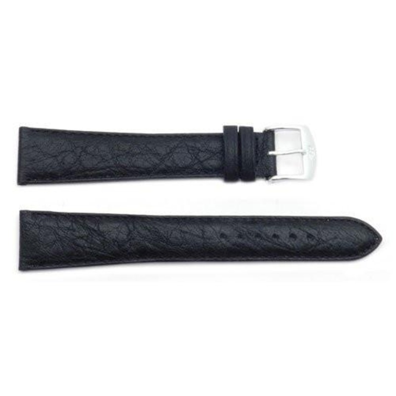 ZRC Genuine Buffalo Leather Waterproof Anti-Allergic Long Watch Strap Black