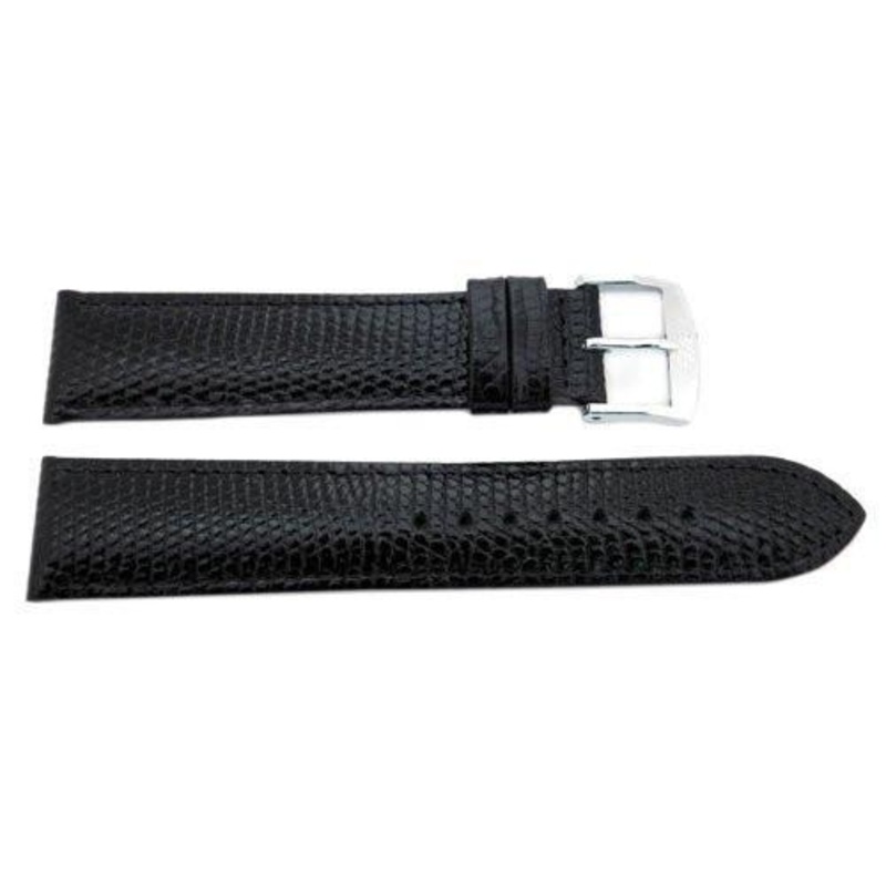 ZRC Genuine Calfskin Lizard Grain Leather Watch Strap Black