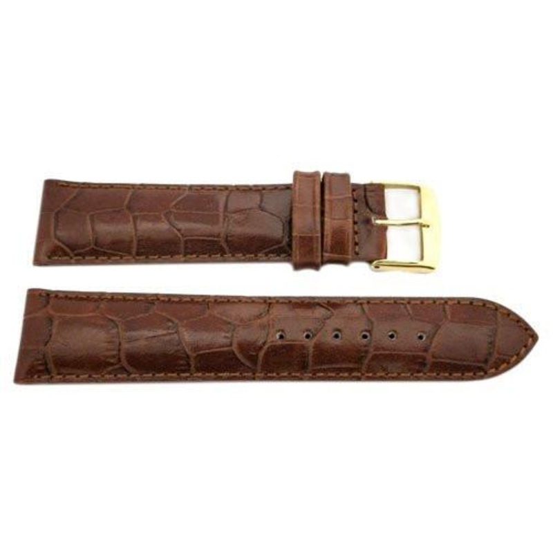 ZRC Genuine Handmade Calfskin Crocodile Grain Tan Leather Watch Strap Tan / Light Brown