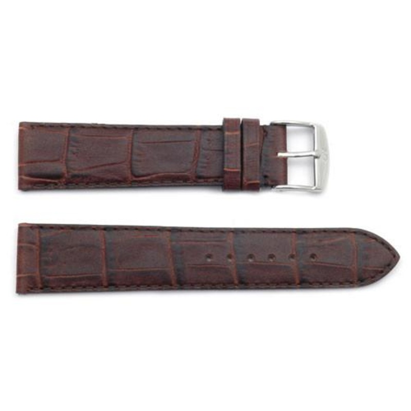 ZRC Genuine Handmade Calfskin Leather Crocodile Grain Watch Strap Black