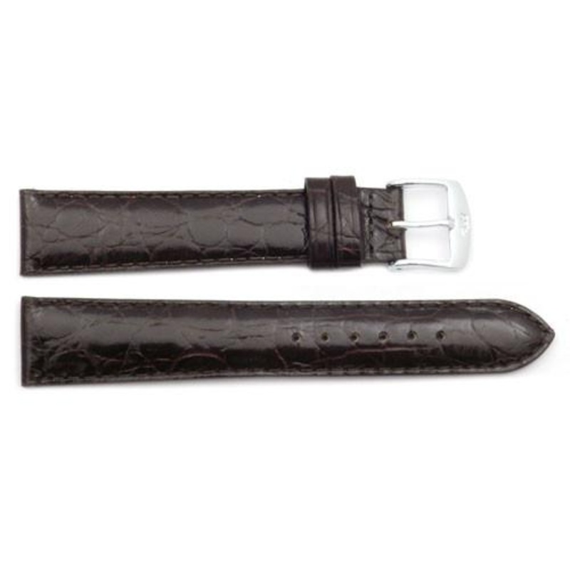 ZRC Genuine Leather Crocodile Grain Anti-Allergic Waterproof Watch Strap Black