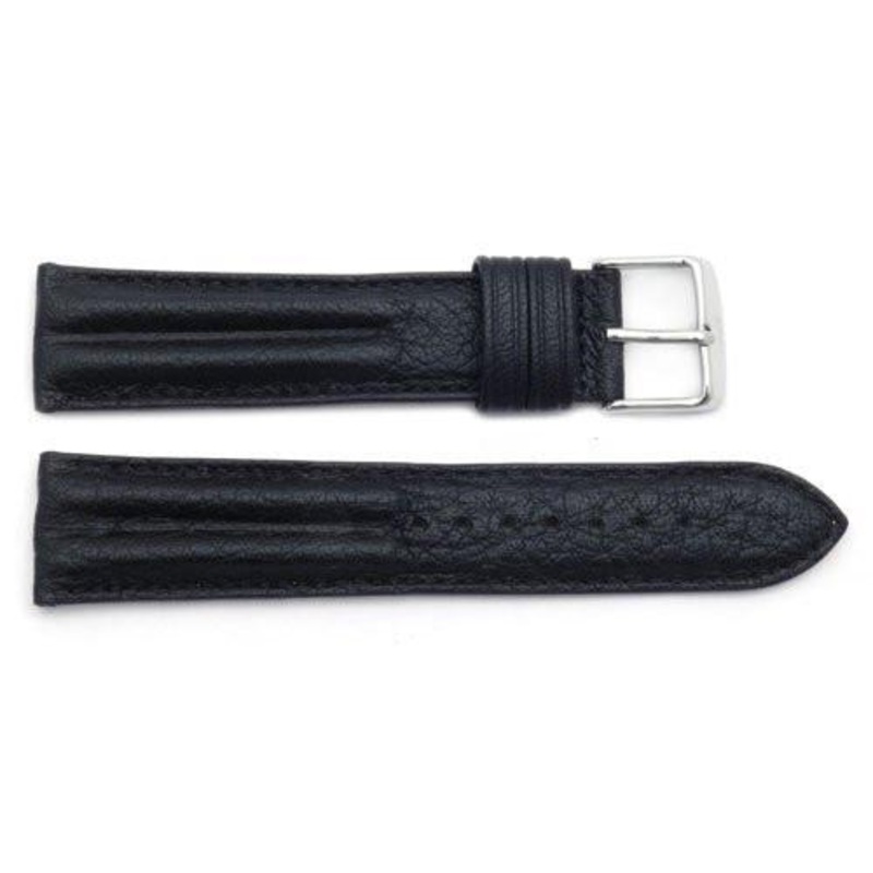 ZRC Genuine Nautical Buffalo Leather Split Padding Watch Band Black