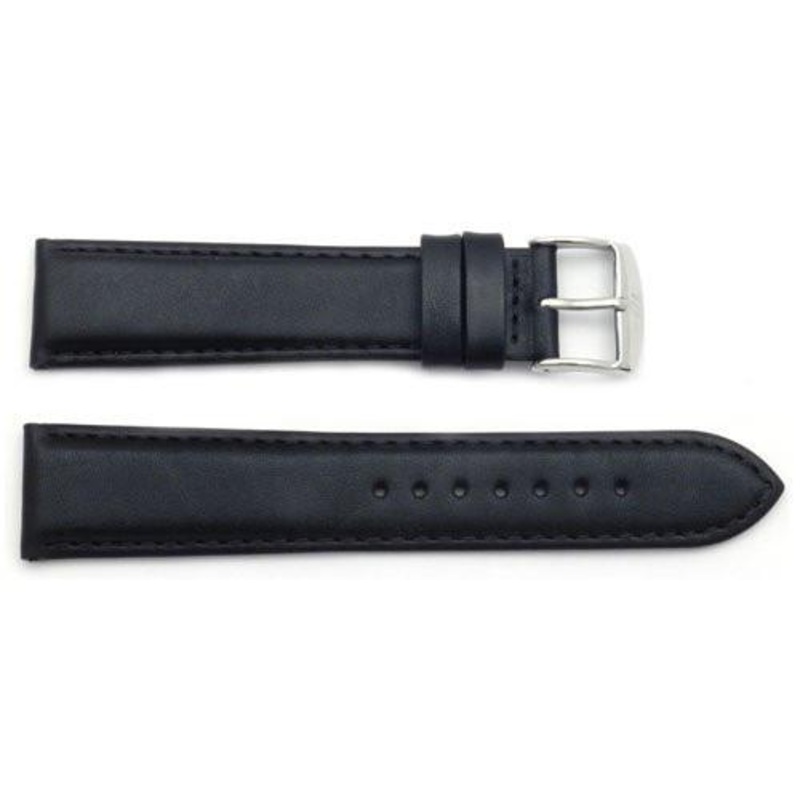 ZRC Genuine Nautical Calfskin Leather Waterproof Anti-Allergic Watch Band Black