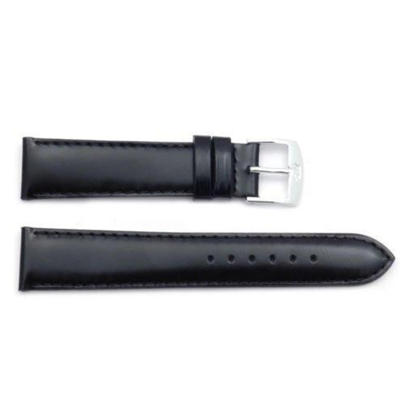 ZRC Genuine Smooth Soft Black Calfskin Leather Anti-Allergic Waterproof Extra Short Watch Strap Black