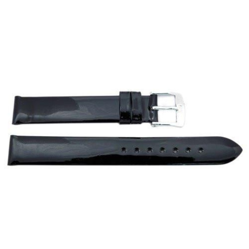 ZRC Varnished Series Genuine Calf Leather Waterproof Watch Strap Black