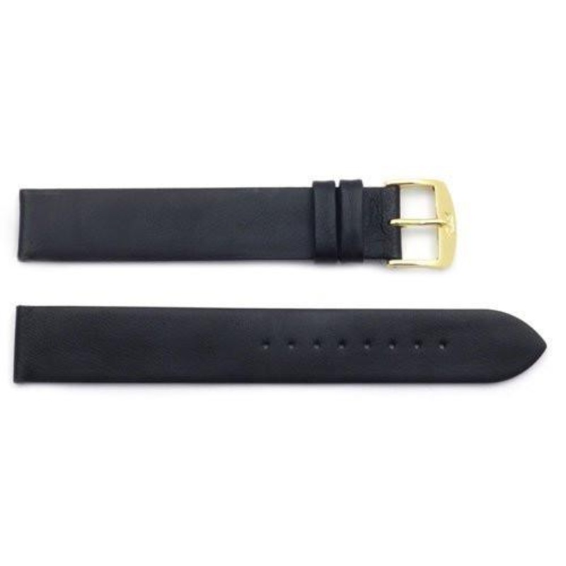ZRC Genuine Smooth Soft Black Lambskin Leather Anti-Allergic Long Watch Strap Black