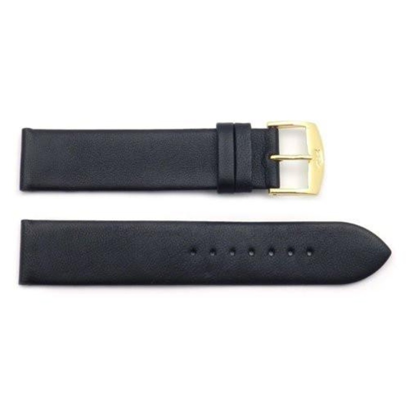 ZRC Genuine Smooth Soft Black Lambskin Leather Anti-Allergic Watch Strap Black