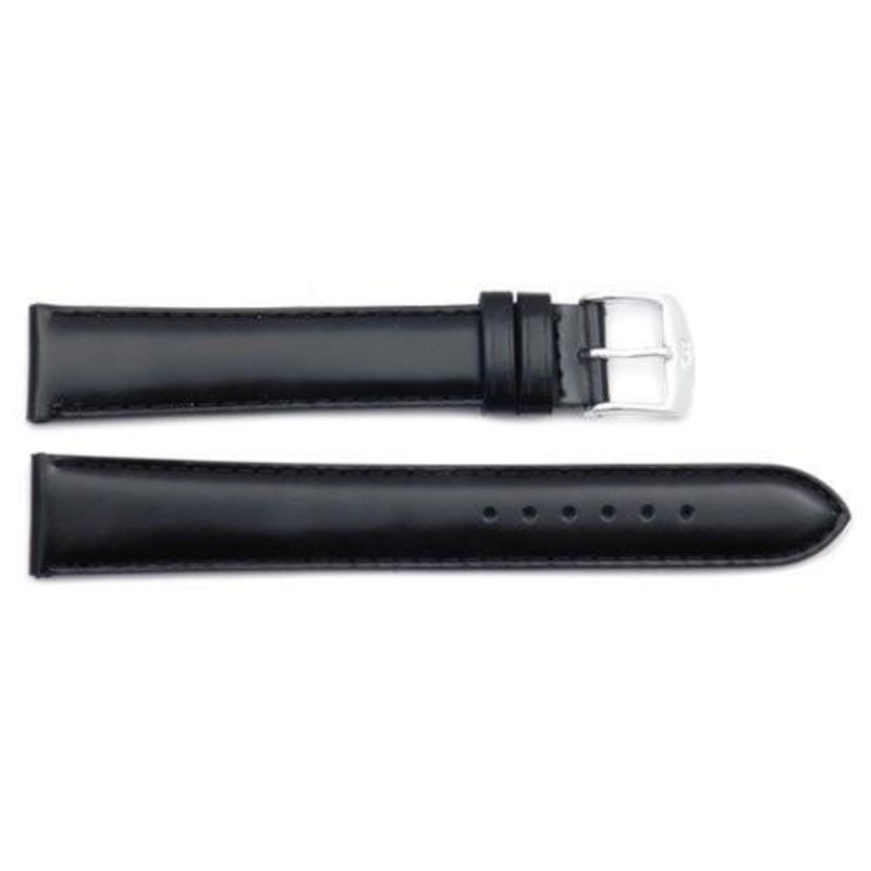 ZRC Genuine Smooth Soft Calfskin Leather Anti-Allergic Waterproof Long Watch Strap Black