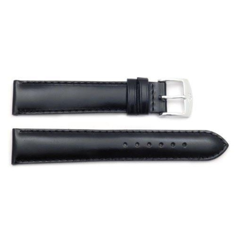 ZRC Genuine Smooth Soft Calfskin Leather Anti-Allergic Waterproof Watch Strap Black