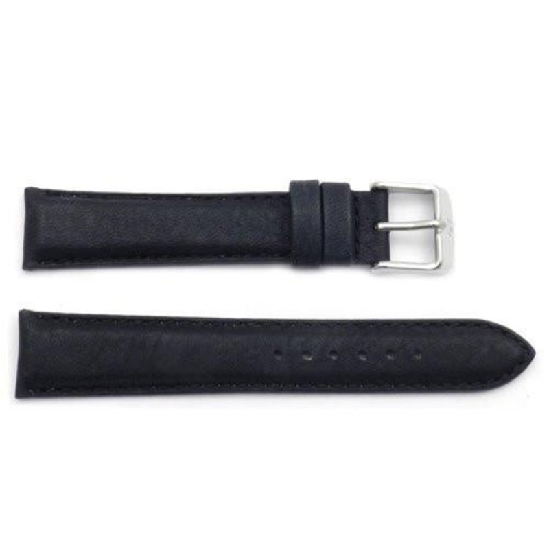 ZRC Genuine Smooth Soft Handmade Bull Leather Anti-Allergic Watch Strap Black