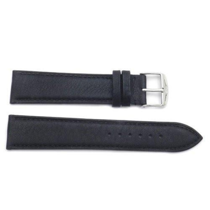ZRC Genuine Smooth Soft Handmade Bull Leather Teflon Coated Anti-Allergic Watch Strap Black
