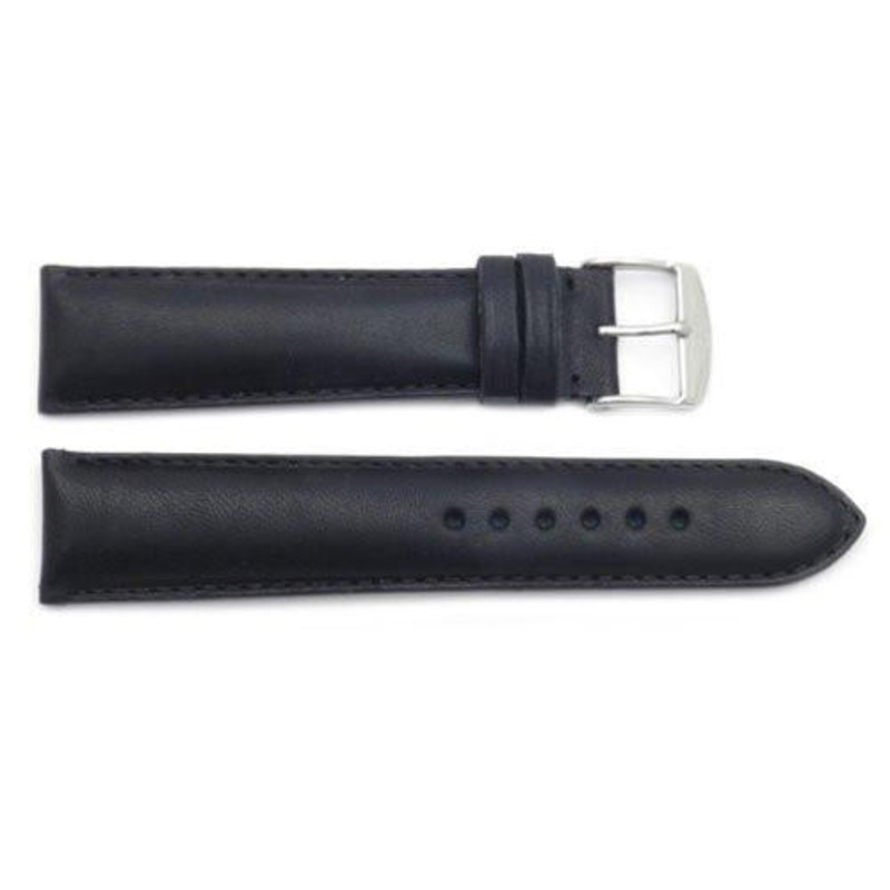 ZRC Genuine Smooth Soft Handmade Cow Leather Watch Strap Black