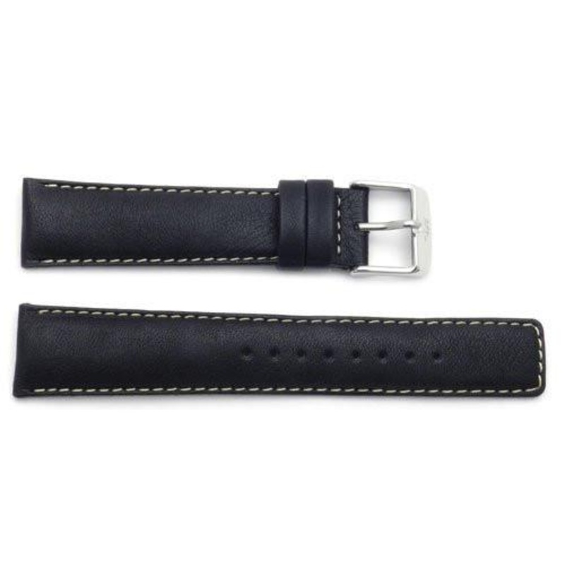 ZRC Genuine Smooth Soft Washable Handmade Cow Leather Watch Band Black