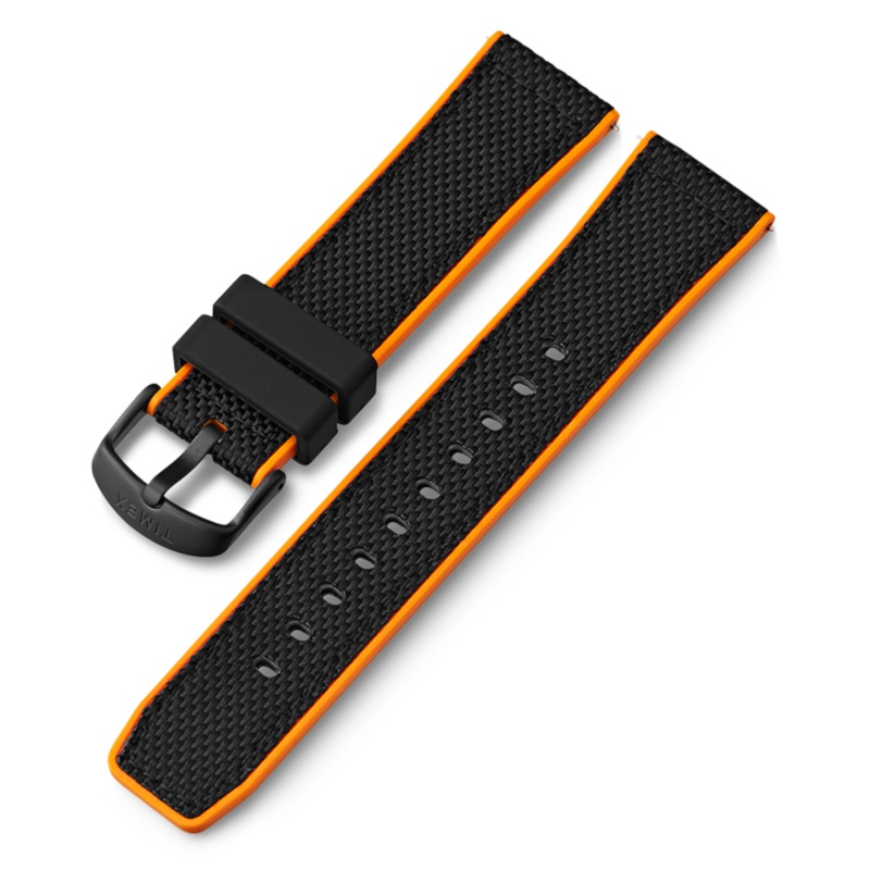 22mm Quick Release Silicone Strap With Fabric Top and Leather Lining