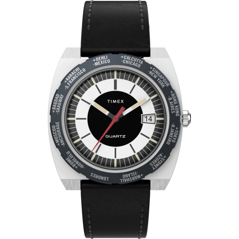 World Time Reissue 39mm Leather Strap Watch