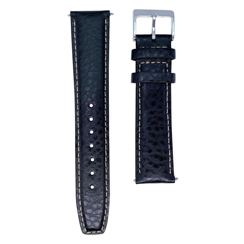 Buffalo Grain Genuine Leather Watch Strap | BLACK | 18 20 22 mm
