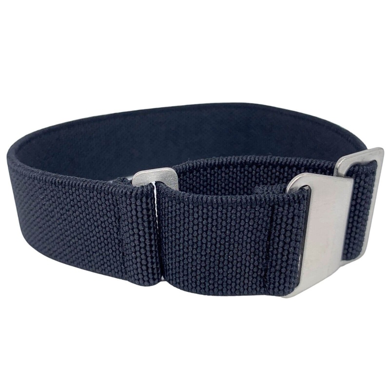 Marine Nationale Elasticated Nylon Watch Strap | BLACK | 18 20 22 mm