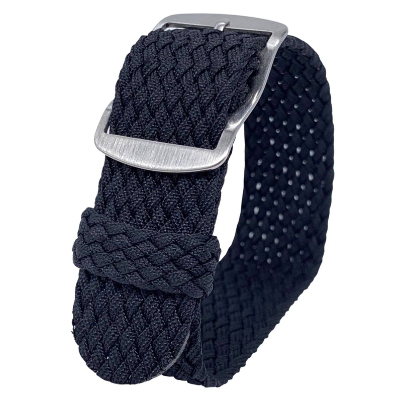 Perlon Woven Nylon One Piece Watch Strap | BLACK | 18 20 22 mm