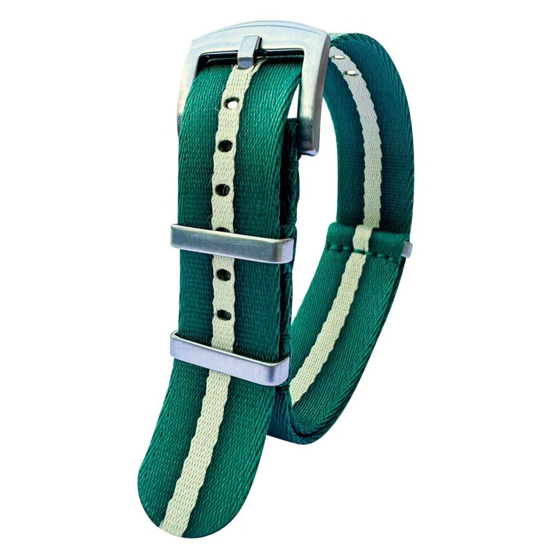 Seatbelt Nylon NATO Watch Strap | GREEN / BEIGE | 20 22 mm