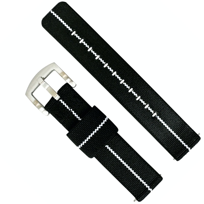 Elastic Nylon Two Piece Watch Strap | BLACK / WHITE | 18 20 22 mm