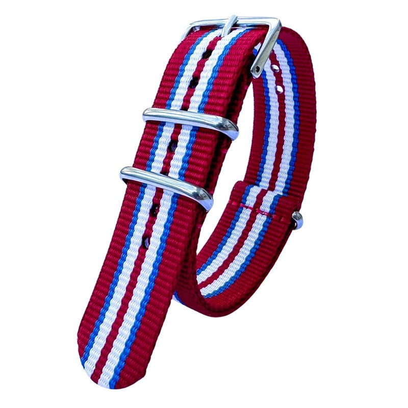 NATO G10 Military Nylon Watch Strap | RED / WHITE / NAVY BLUE | 18 20 22 mm
