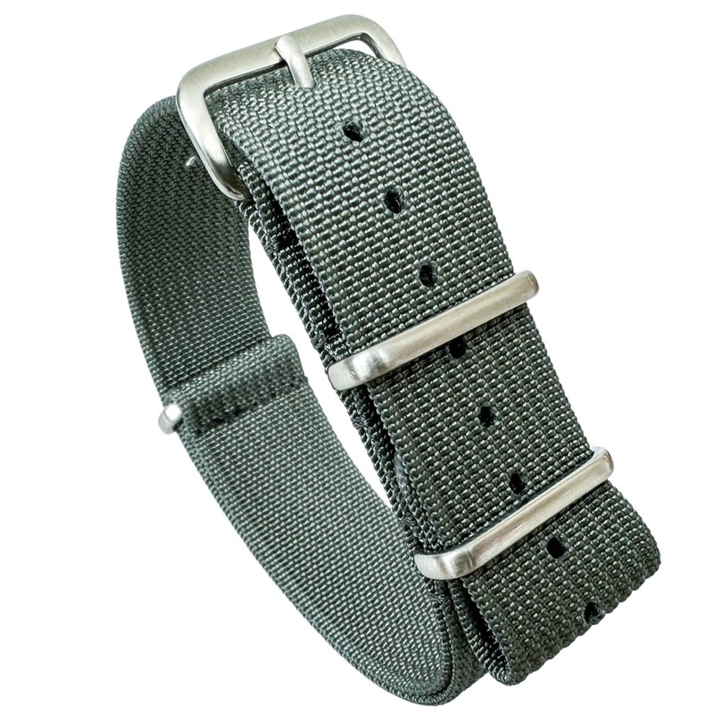 Ribbed Nylon NATO Watch Strap | GREY | 20 22 mm