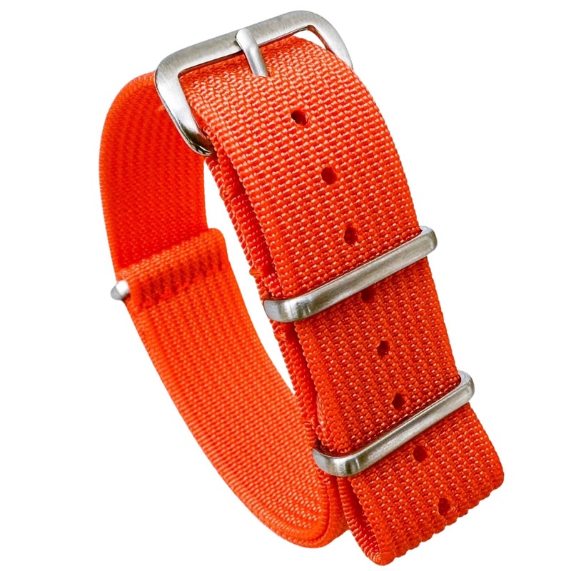 Ribbed Nylon NATO Watch Strap | ORANGE | 20 22 mm
