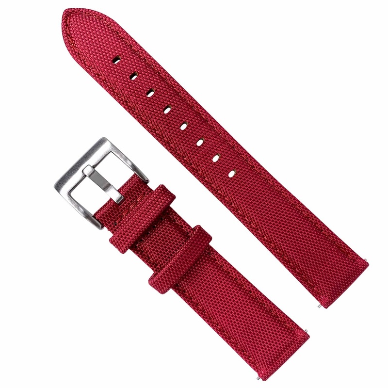 Sailcloth Nylon Quick Release Watch Strap | RED | 20 22 mm