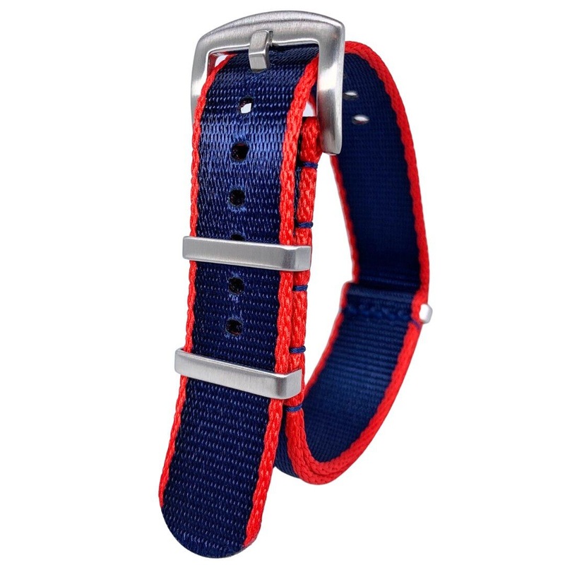 Seatbelt Nylon NATO Watch Strap | NAVY BLUE / RED | 20 22 mm