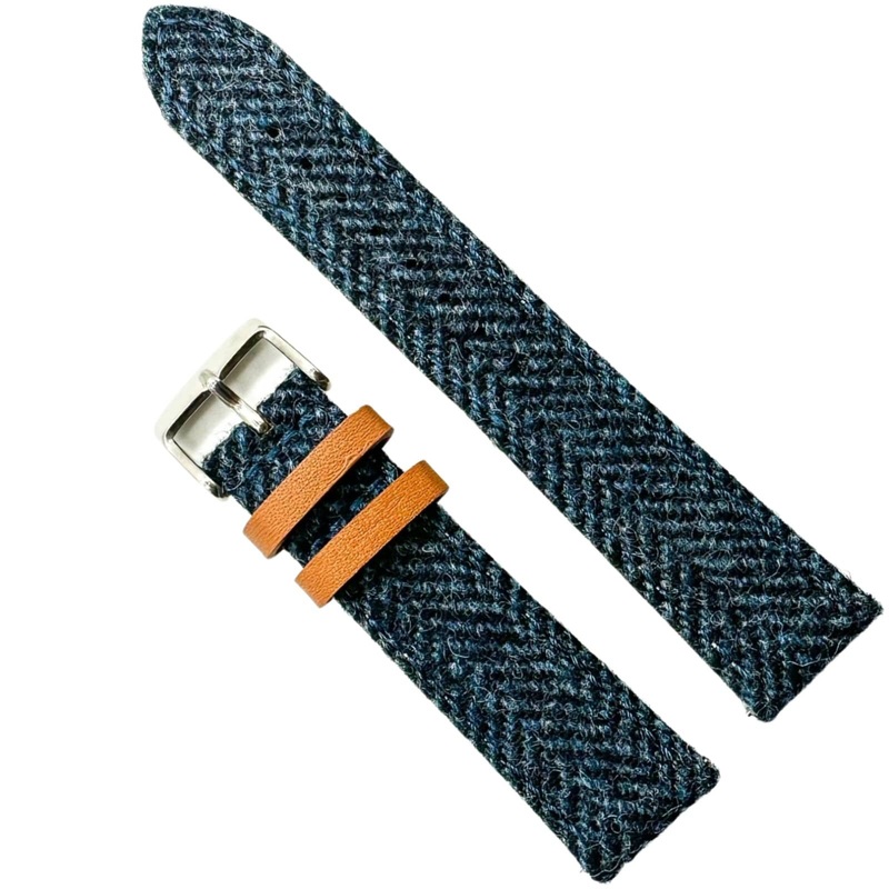 Tweed Style Herringbone Nylon Watch Strap | BLUE | 18 20 22 mm