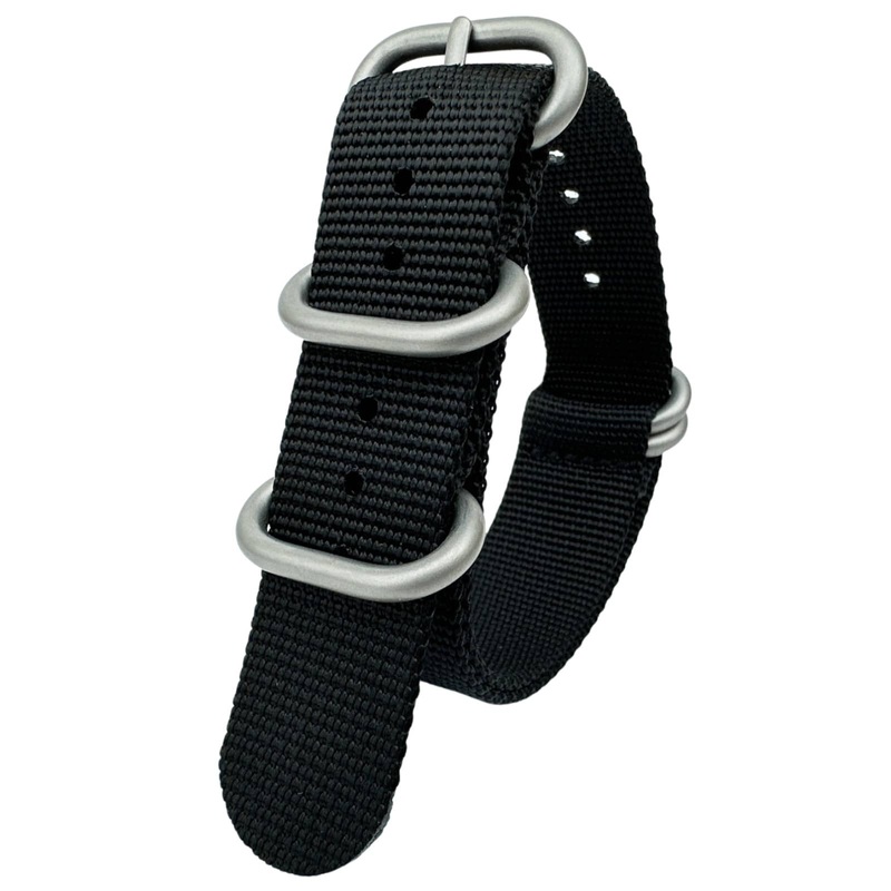 Zulu Heavy Duty Nylon NATO Watch Strap | BLACK | 20 22 mm