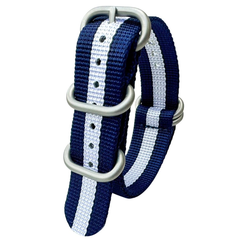 Zulu Heavy Duty Nylon NATO Watch Strap | BLUE / WHITE | 20 22 mm