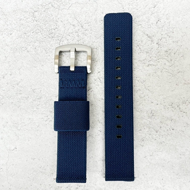 Elastic Nylon Two Piece Watch Strap | NAVY BLUE | 20 22 mm