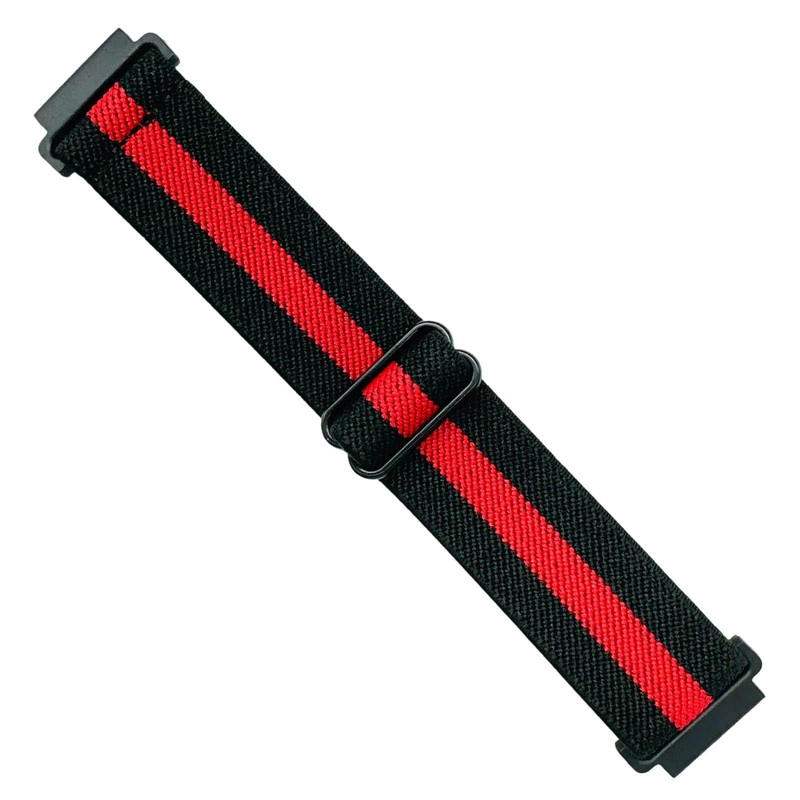 Elastic Solo Loop Nylon Watch Strap | BLACK / RED | 20 22 mm