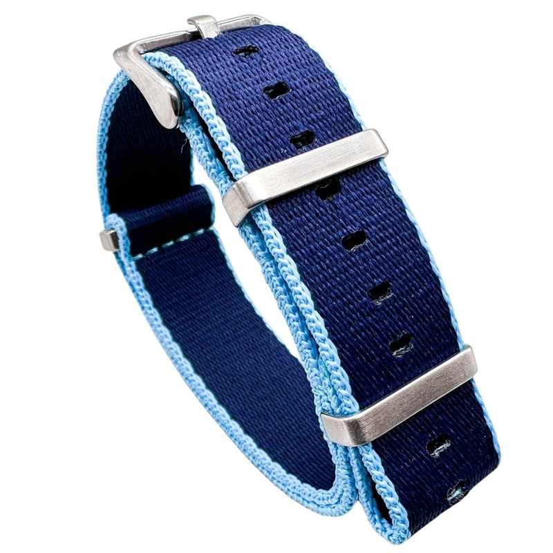 Herringbone NATO Military Nylon Watch Strap | NAVY BLUE / ROYAL BLUE | 20 22 mm