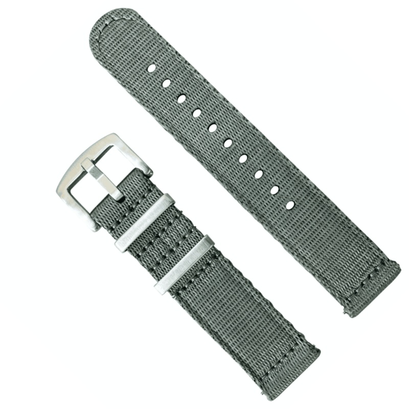 Military Style Premium Nylon Two Piece Watch Strap | GREY | 18 20 22 24 mm