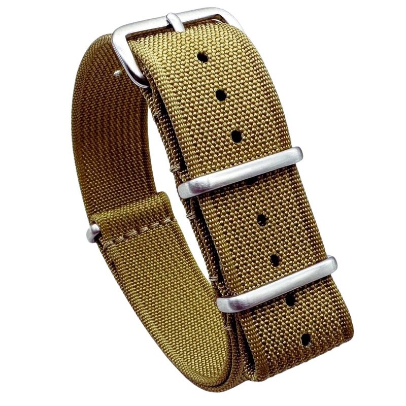 Ribbed Nylon NATO Watch Strap | KHAKI | 20 22 mm