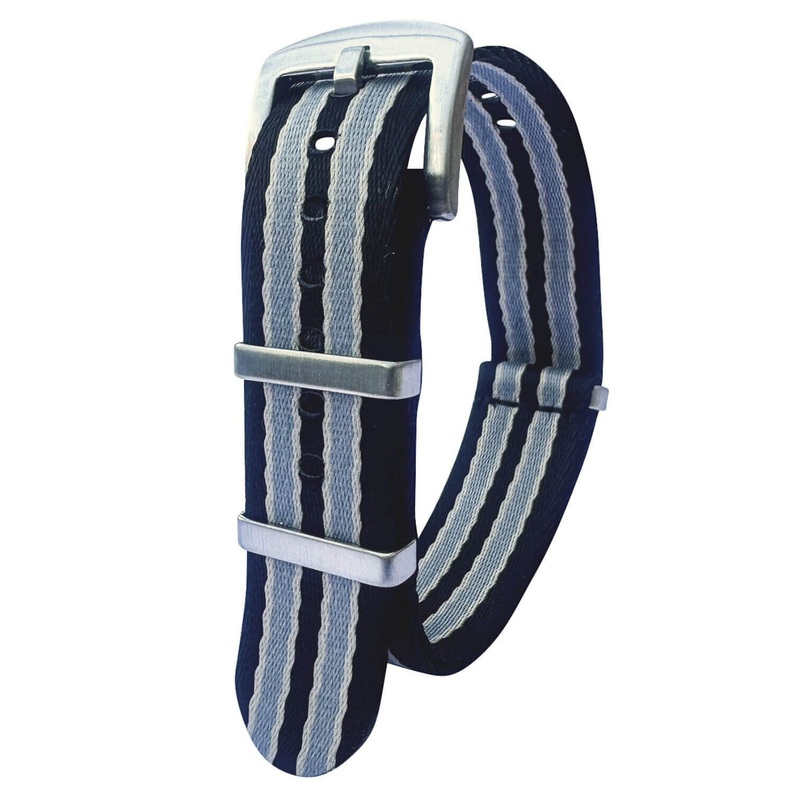 Seatbelt Nylon Bond ‘No Time To Die’ NATO Watch Strap | BLACK / BEIGE / GREY | 20 22 mm