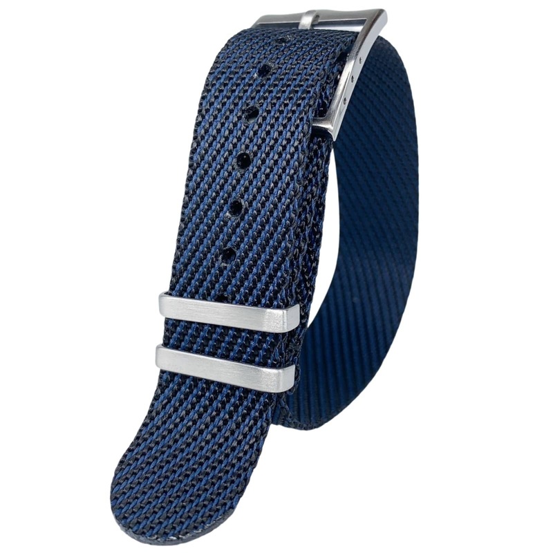 Twill Woven Nylon Single Pass Watch Strap | DARK BLUE | 20 22 mm