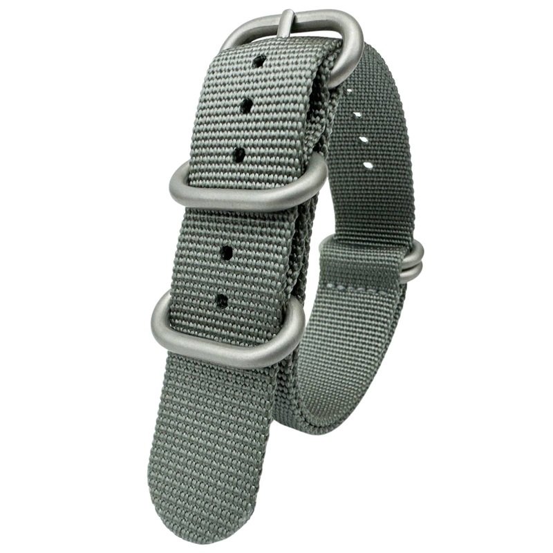Zulu Heavy Duty Nylon NATO Watch Strap | GREY | 20 22 mm