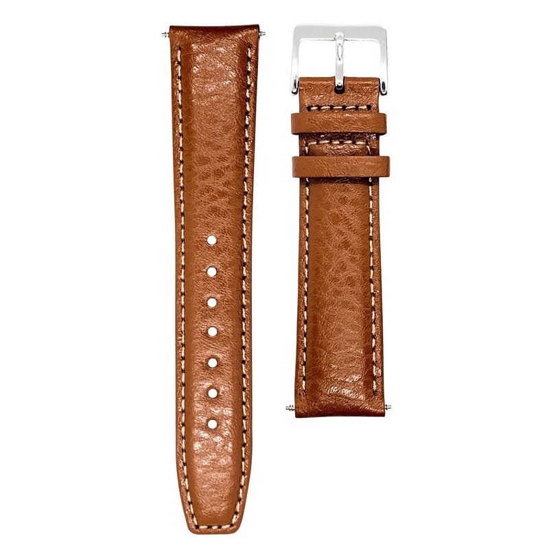Buffalo Grain Genuine Leather Watch Strap | LIGHT BROWN | 18 20 mm