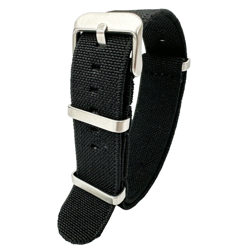 Elastic Nylon NATO Watch Strap | BLACK | 18 20 22 mm