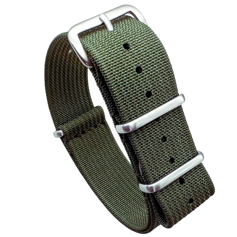 Ribbed Nylon NATO Watch Strap | GREEN | 20 22 mm