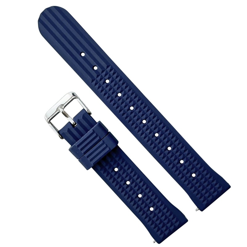Waffle Soft Silicone Quick Release Dive Watch Strap | DARK BLUE | 20 22 mm