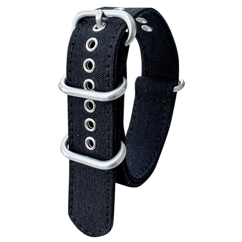 Canvas NATO Nylon Watch Strap | BLACK | 18 20 22 mm