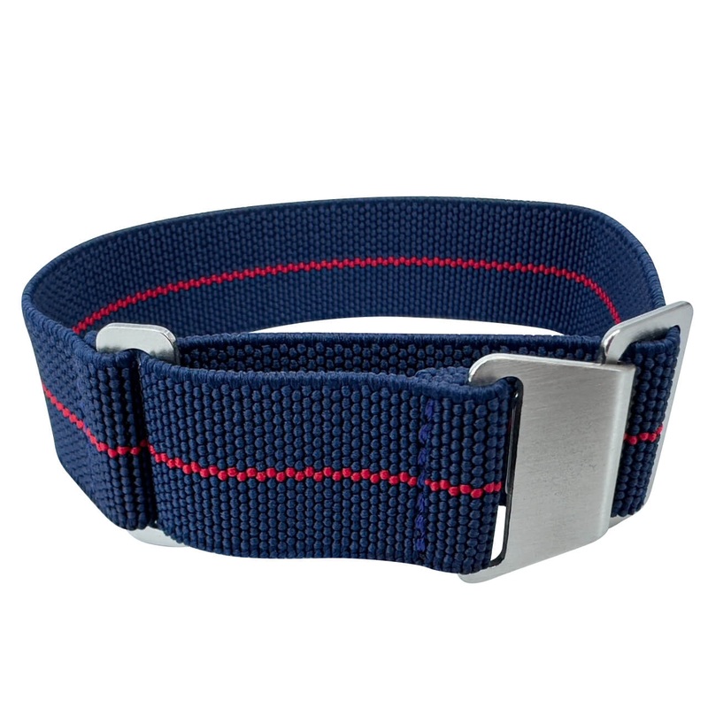 Marine Nationale Elasticated Nylon Watch Strap | BLUE / RED | 18 20 22 mm