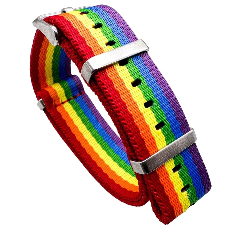 Herringbone NATO Military Nylon Watch Strap | RAINBOW | 20 22 mm