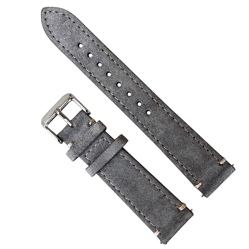 Suede Luxury Calfskin Leather Watch Strap | GREY | 20 22 mm