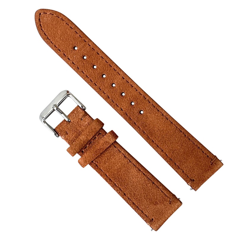 Suede Luxury Calfskin Leather Watch Strap | ORANGE BROWN | 20 22 mm