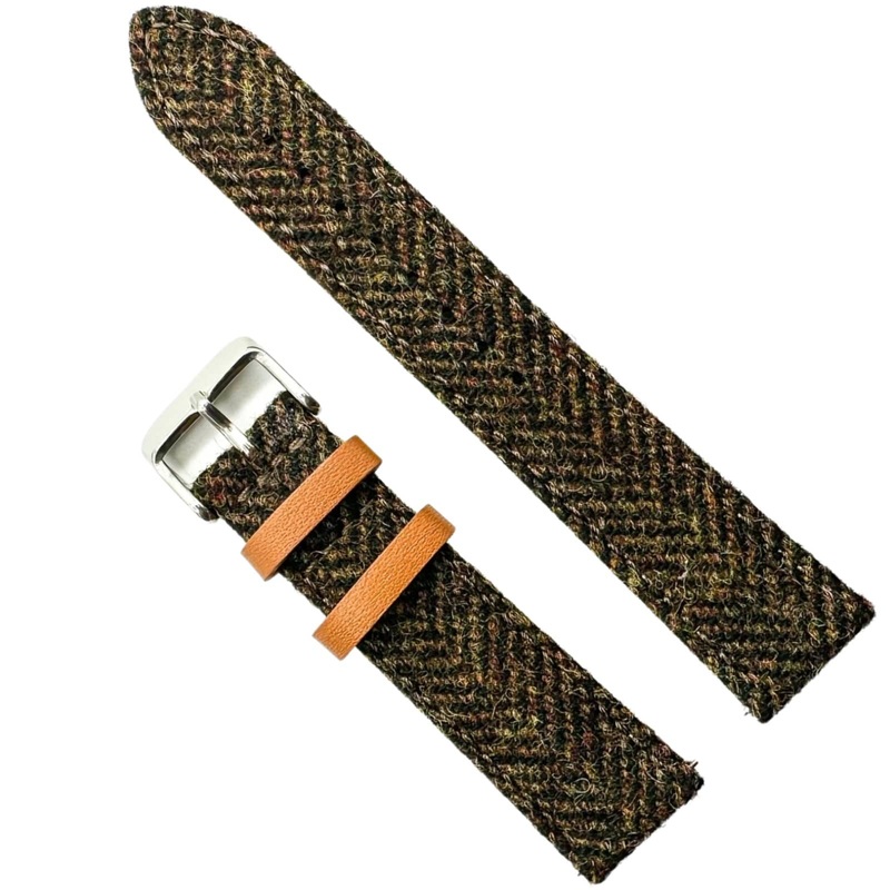 Tweed Style Herringbone Nylon Watch Strap | BROWN | 18 20 22 mm